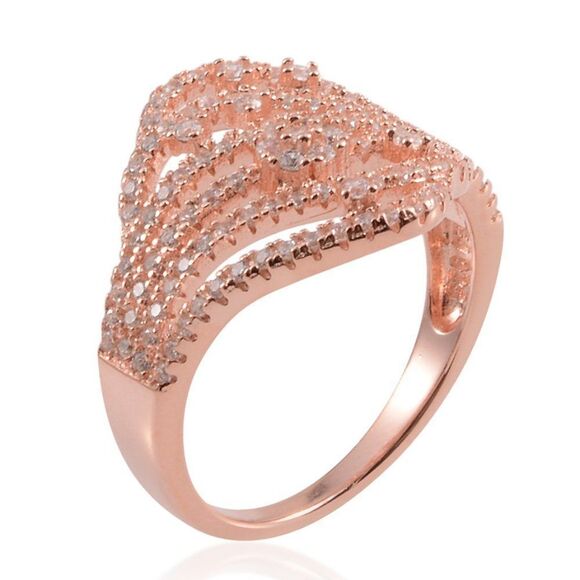 Simulated Diamond  Sterling Silver Openwork Ring - Picture 2 of 6